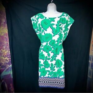 Eliza J Floral Dress Size 8 Green White Fully Lined